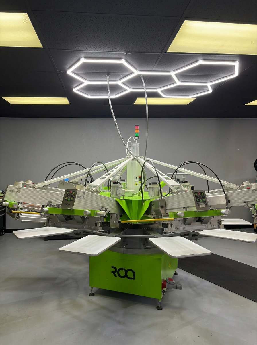 Our automatic screen printing press in the production facility